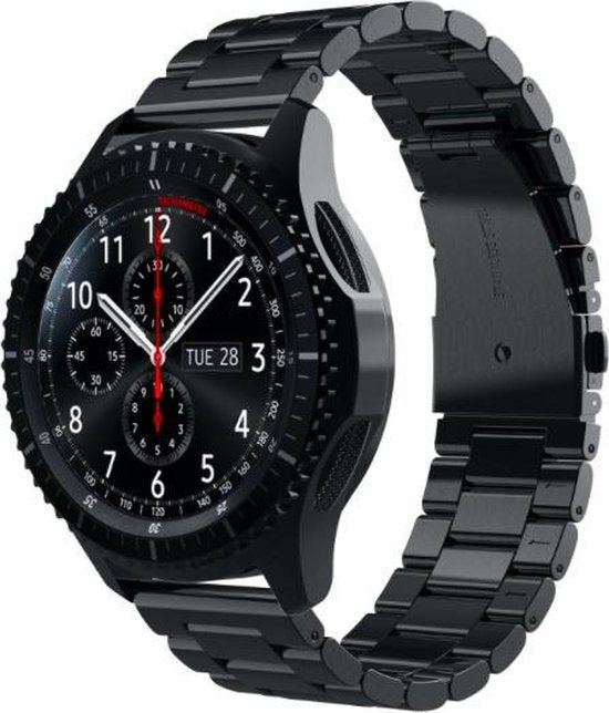 YONO Metalen Band Zwart geschikt voor Samsung Gear S3 en Galaxy Watch 46mm – Vervangende Schakel Armband