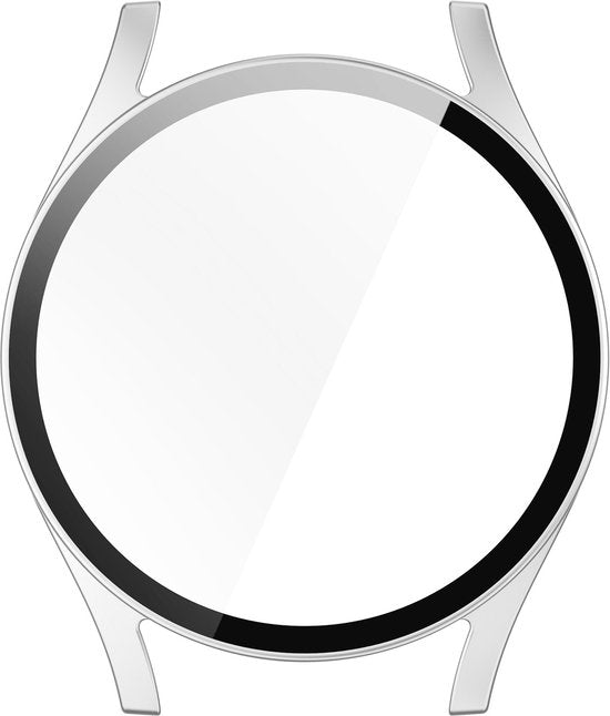 YONO Hoesje geschikt voor Samsung Galaxy Watch 7 - 44mm - Screenprotector Case - Glas - Zilver