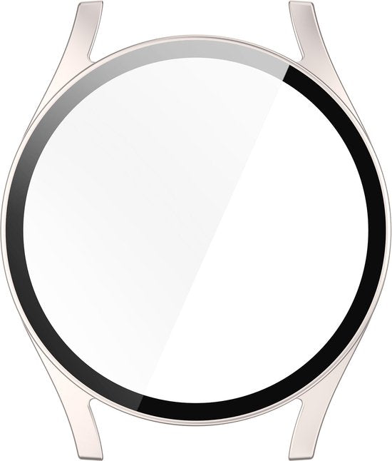 YONO Hoesje geschikt voor Samsung Galaxy Watch 7 - 44mm - Screenprotector Case - Glas - Champagne