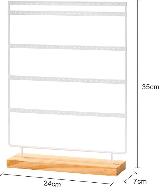 YONO Oorbellenrekje - Sieradenrekje - Oorbellen Organizer - Sieradenhouder - Opbergen - 100 gaatjes - Wit