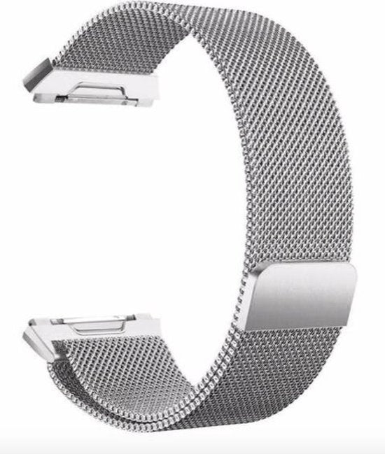 YONO Milanees Bandje Zilver geschikt voor Fitbit Ionic - Vervangende RVS Armband met Magneetsluiting – S/M