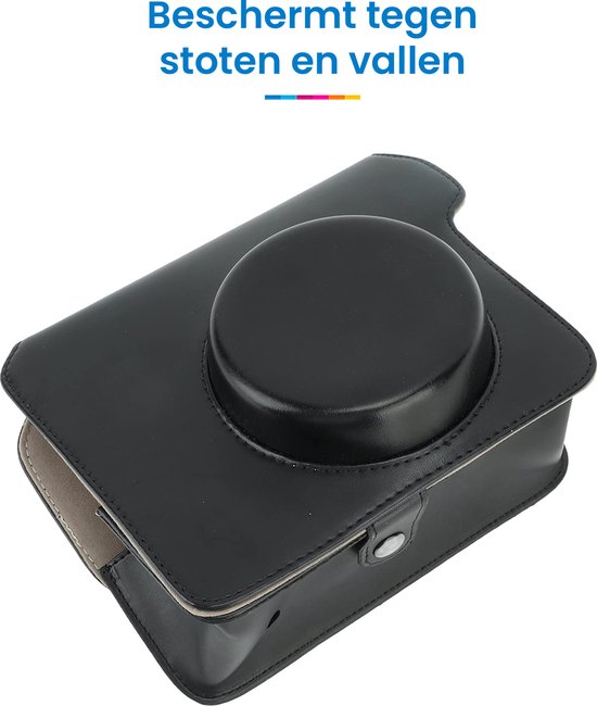 YONO Vintage Hoesje geschikt voor Fujifilm Instax Wide 300 - Case met Draagriem – Zwart