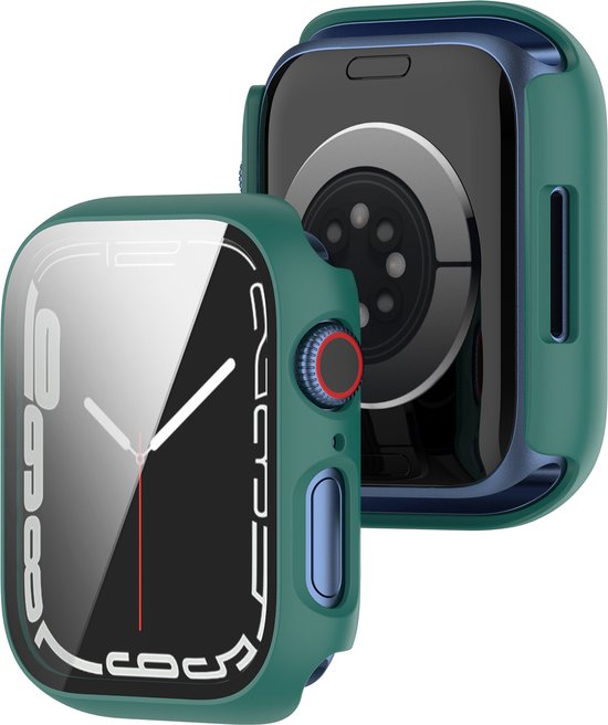 YONO Screen Protector Case geschikt voor Apple Watch Series 7 / 8 / 9 (41 mm) - Full Cover Bumper Hoesje iWatch - Groen