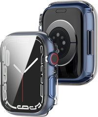 YONO Screen Protector Case geschikt voor Apple Watch Series 7 / 8 / 9 (41 mm) - Full Cover Bumper Hoesje iWatch - Transparant