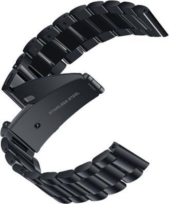 YONO Metalen Band Zwart geschikt voor Samsung Gear S3 en Galaxy Watch 46mm – Vervangende Schakel Armband