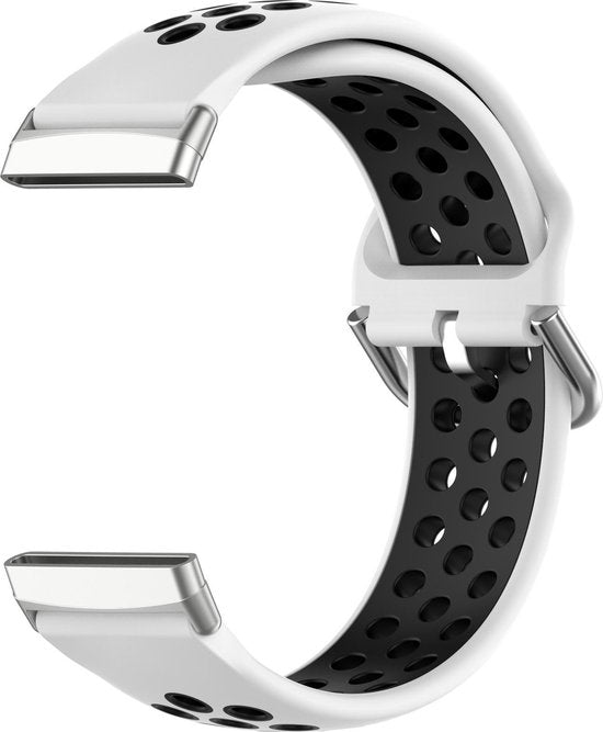 YONO Bandje geschikt voor Fitbit Versa 3 / Sense - Sport Air - Wit / Zwart