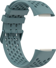 YONO Sport Air Bandje geschikt voor Fitbit Charge 5 / 6 - Vervangende Siliconen Armband Strap - Leisteen