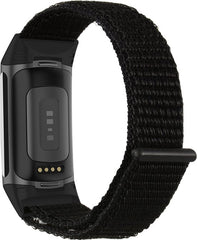 YONO Nylon Velcro Bandje geschikt voor Fitbit Charge 5 / 6 - Vervangende Armband Strap - Zwart
