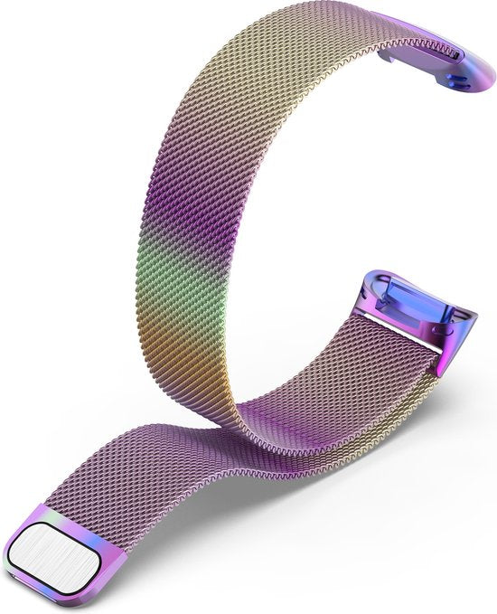 YONO Milanees Bandje geschikt voor Fitbit Charge 5 / 6 - Milanese Vervangende Armband - Regenboog