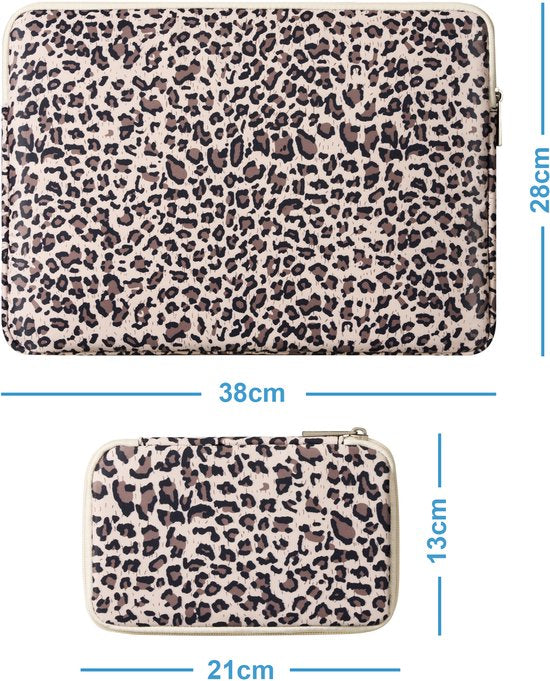 YONO Laptophoes 15 Inch – 14 Inch - Laptop Sleeve inclusief Etui Hoesje – Waterafstotende Laptoptas - Luipaard