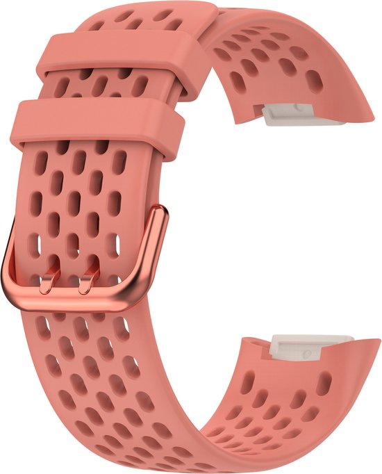 YONO Sport Air Bandje geschikt voor Fitbit Charge 5 / 6 - Vervangende Siliconen Armband Strap - Roze