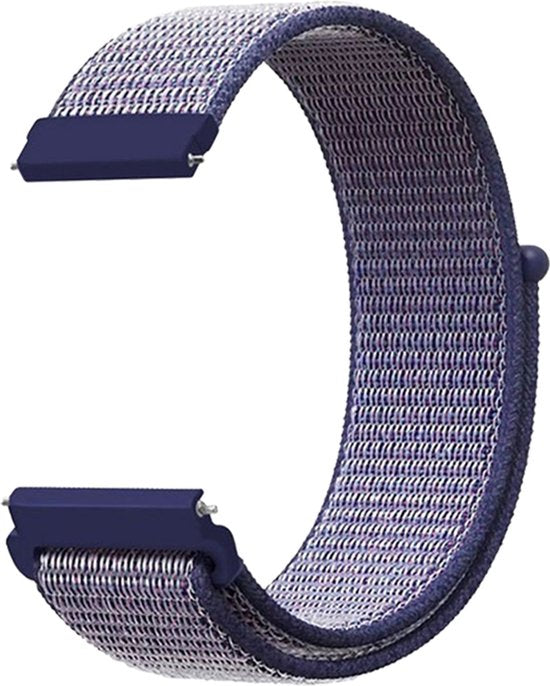 YONO Nylon Velcro Smartwatch Bandje 20mm - Horlogebandje geschikt voor Samsung Galaxy Watch 7 / 6 / 5 / Pro / 4 / 3 / Active 2 - Polar Ignite / Unite – Huawei - Donkerblauw