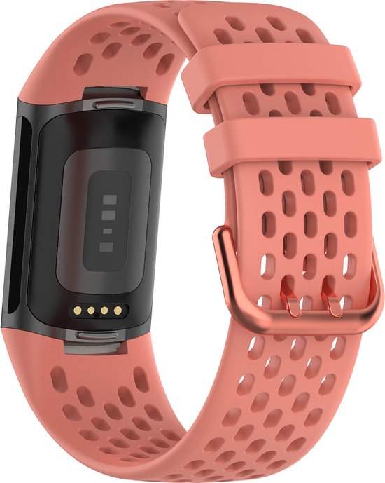 YONO Sport Air Bandje geschikt voor Fitbit Charge 5 / 6 - Vervangende Siliconen Armband Strap - Roze