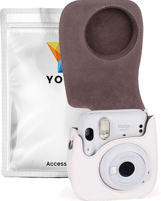 YONO Case geschikt voor Fujifilm Instax Mini 11 - Hoes met Draagriem - Camera Tas - Wit