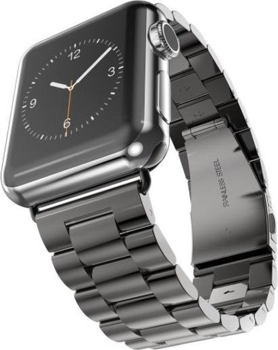 YONO Luxe Metalen Schakel Band geschikt voor Apple Watch - 38 mm - 40 - 41 - RVS Stalen iWatch Armband - Zwart