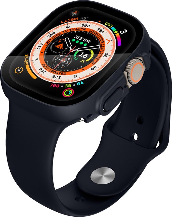 YONO Screen Protector Bumper geschikt voor Apple Watch Ultra (49mm) - Full Cover Case - Hoesje - Donkerblauw
