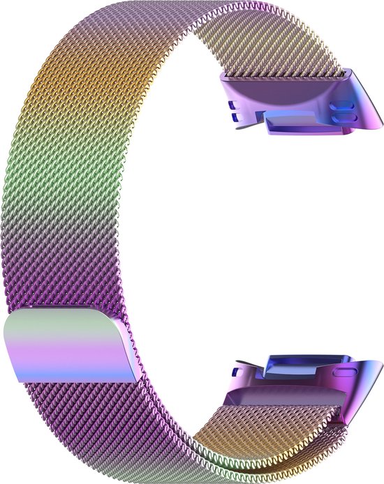 YONO Milanees Bandje geschikt voor Fitbit Charge 5 / 6 - Milanese Vervangende Armband - Regenboog