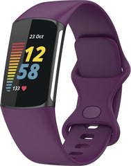 YONO Siliconen Bandje geschikt voor Fitbit Charge 5 / 6 - Paars - Small