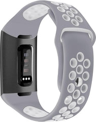 YONO Bandje geschikt voor Fitbit Charge 4/3 – Sport Air - Grijs/Wit – Large
