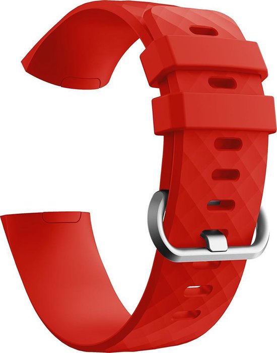 YONO Bandje geschikt voor Fitbit Charge 4/3 – Siliconen – Rood – Large