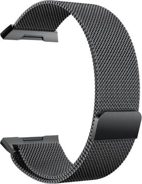 YONO Milanees Bandje Zwart geschikt voor Fitbit Ionic - Vervangende RVS Armband met Magneetsluiting – M/L