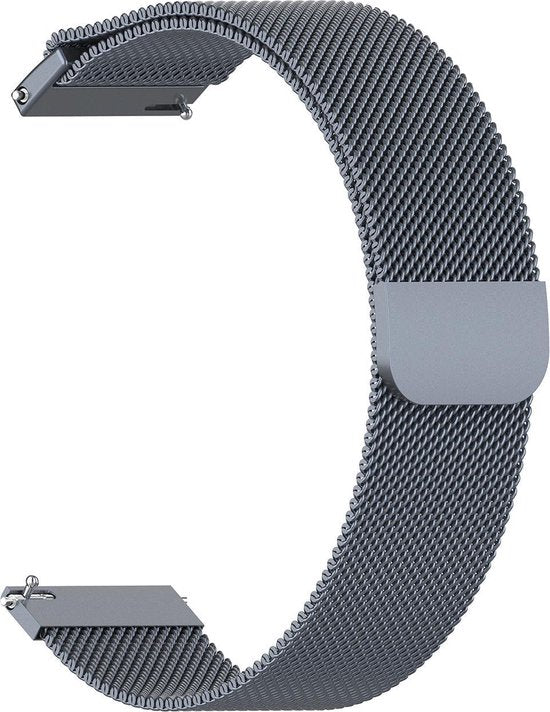 YONO Milanees Bandje 20mm - Luxe Milanese Horlogebandje geschikt voor Samsung Galaxy Watch 7 / 6 / 5 / Pro / 4 / 3 / Active 2 - Polar Ignite / Unite – Huawei - Grijs