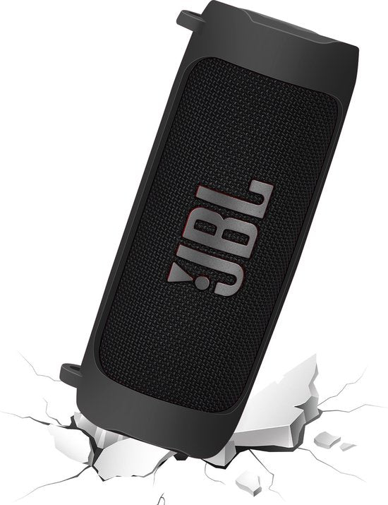 YONO Siliconen Hoes geschikt voor JBL Flip 6 / 5 - Case met Draagriem en Clip - Beschermhoes - Zwart