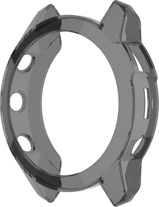 YONO Bumper geschikt voor Garmin Fenix 7 - Siliconen Hoesje - Bescherming Case - Transparant Zwart