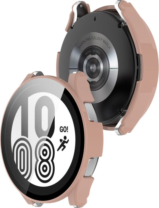 YONO Case geschikt voor Galaxy Watch 4 44mm - Screen Protector Hoesje - Full Cover Bumper - Lichtroze