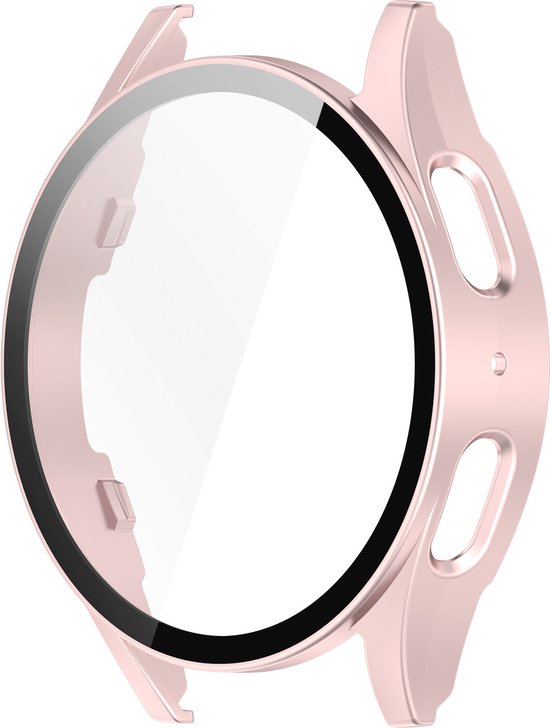 YONO Hoesje geschikt voor Samsung Galaxy Watch 7 - 44mm - Screenprotector Case - Glas - Roze