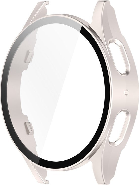 YONO Hoesje geschikt voor Samsung Galaxy Watch 7 - 44mm - Screenprotector Case - Glas - Champagne