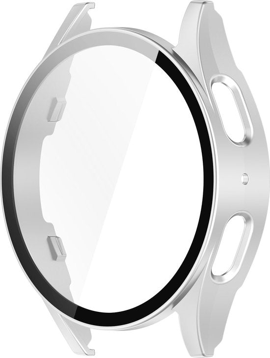 YONO Hoesje geschikt voor Samsung Galaxy Watch 7 - 40mm - Screenprotector Case - Glas - Zilver