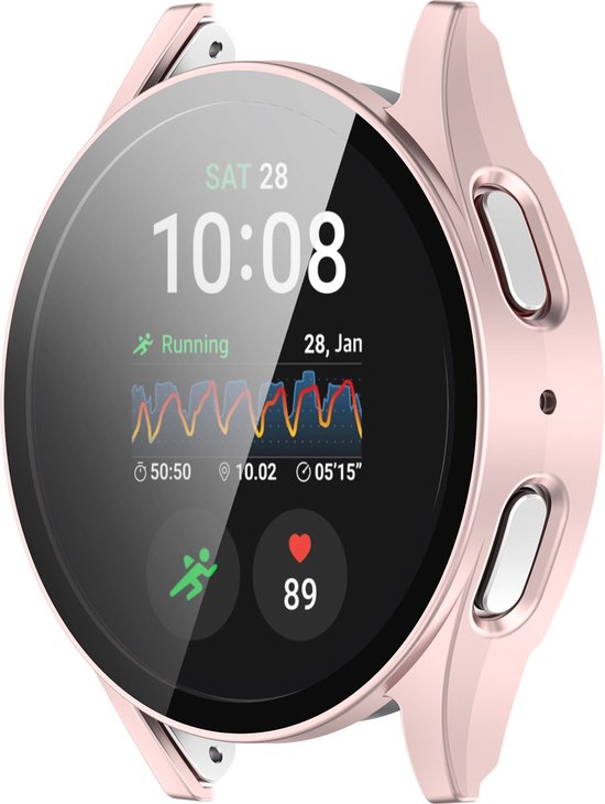 YONO Hoesje geschikt voor Samsung Galaxy Watch 7 - 44mm - Screenprotector Case - Glas - Roze