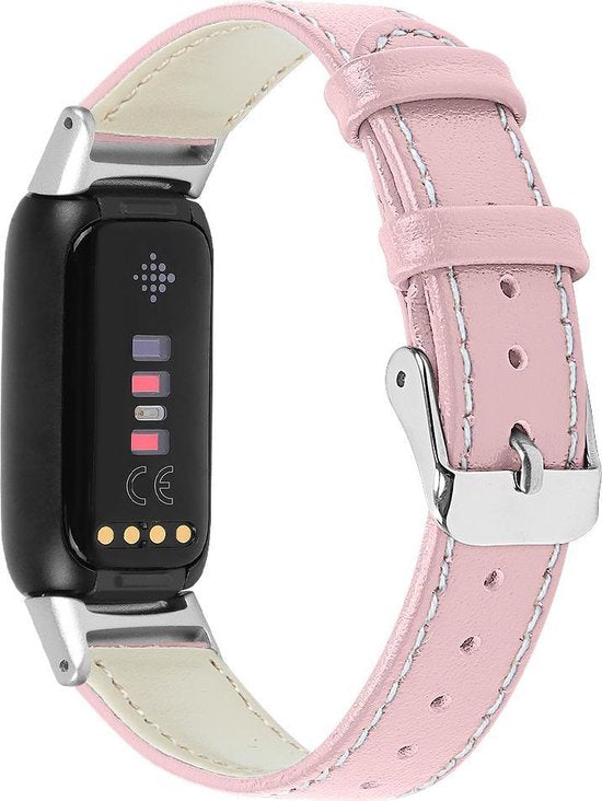 YONO Leer Bandje geschikt voor Fitbit Luxe - Vervangende Leren Armband - Lichtroze