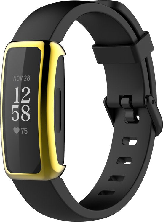 YONO Bumper geschikt voor Fitbit Inspire 3 – Siliconen Case – Screenprotector Hoesje – Goud