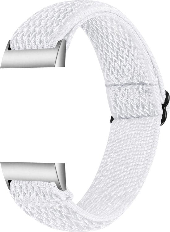 YONO Bandje geschikt voor Fitbit Charge 4/3 - Nylon Stretch – Wit