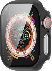 YONO Hoesje geschikt voor Apple Watch 10 - 42mm - Screenprotector Case - Glas - Zwart
