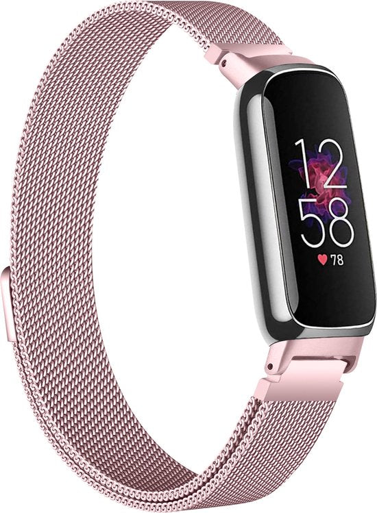 YONO Milanees Bandje geschikt voor Fitbit Inspire 3 - Stalen Milanese Band - Horlogeband / Polsband / Armband - Roze