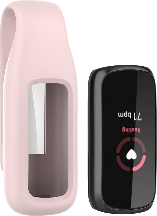 YONO Siliconen Clip Case geschikt voor Fitbit Luxe - Hoesje - Lichtroze