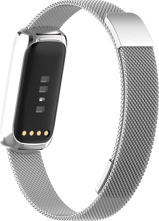 YONO Milanees Bandje geschikt voor Fitbit Luxe - Vervangende Milanese Armband - Zilver - Large