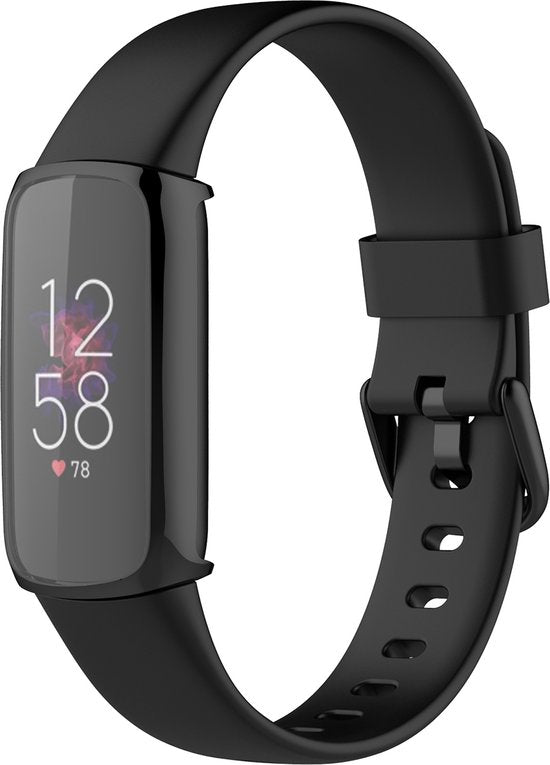 YONO Full Cover Bumper geschikt voor Fitbit Luxe - Siliconen Case - Screenprotector Hoesje - Zwart