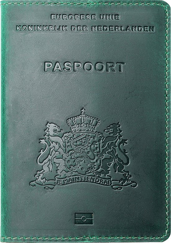 YONO Paspoort Hoesje Nederland Leer - Houder Cover Mapje - Donkergroen