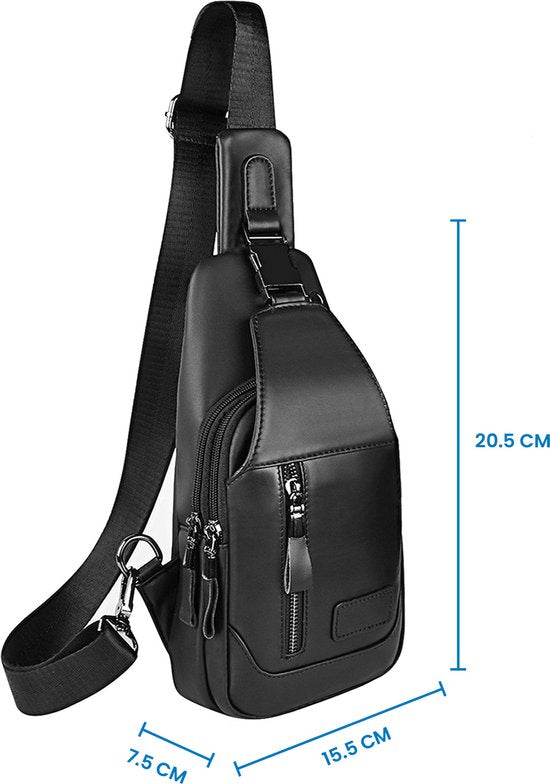 YONO Sling Bag Leer - Crossbody Tas - Schoudertas Dames en Heren - Zwart