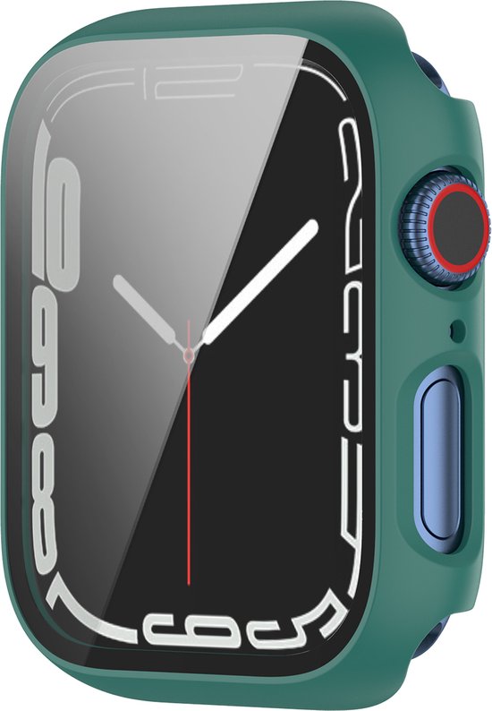 YONO Screen Protector Case geschikt voor Apple Watch Series 7 / 8 / 9 (41 mm) - Full Cover Bumper Hoesje iWatch - Groen