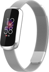 YONO Milanees Bandje geschikt voor Fitbit Luxe - Vervangende Milanese Armband - Zilver - Large