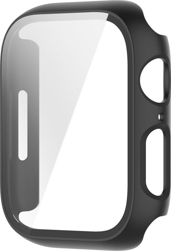 YONO Screen Protector Case geschikt voor Apple Watch Series 7 / 8 / 9 (45 mm) - Full Cover Bumper Hoesje iWatch - Zwart