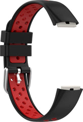 YONO Sport Air Bandje geschikt voor Fitbit Luxe - Vervangende Siliconen Armband - Zwart / Rood