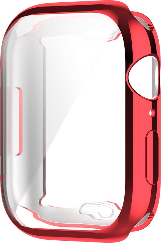 YONO Full Cover Bumper geschikt voor Apple Watch Series 7 / 8 / 9 (41 mm) - Screen Protector Hoesje iWatch - Rood