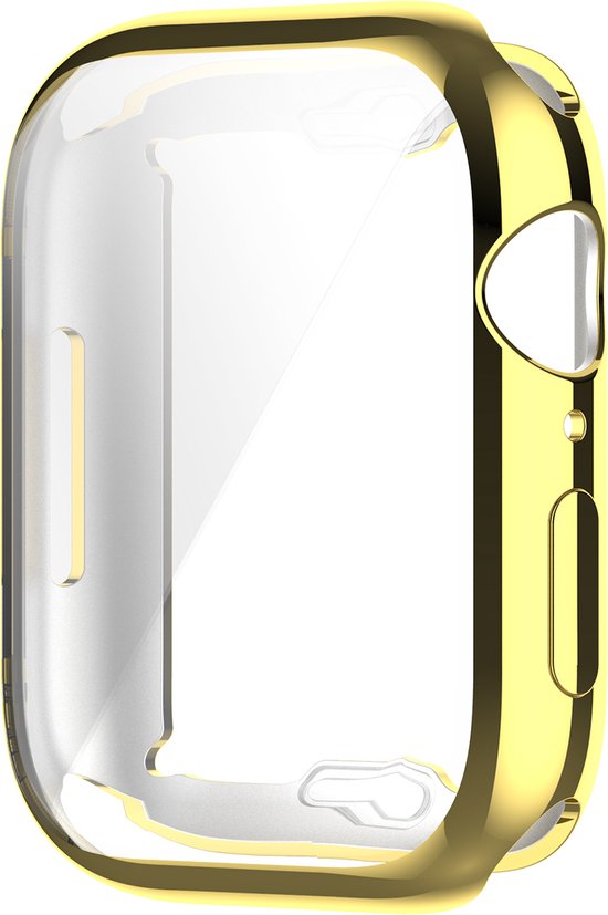 YONO Full Cover Bumper geschikt voor Apple Watch Series 7 / 8 / 9 (45 mm) - Screen Protector Hoesje iWatch - Goud