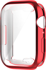 YONO Full Cover Bumper geschikt voor Apple Watch Series 7 / 8 / 9 (45 mm) - Screen Protector Hoesje iWatch - Rood